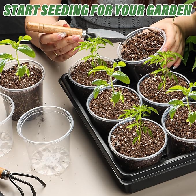 3.5" Clear Seeding Pots 100-Pack Round for Seeds Starter Pots, Seeds Germination Transparent Nursery Pots with Drainage Holes (100PCS)