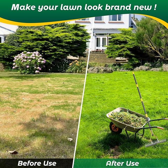 Thatch Rake,55 Inch Heavy Duty Lawn Thatching with Adjustable Stainless Steel Handle,Multiple Garden Rake for Leaves,Lawn Loosening Soil,Backyard,Garden