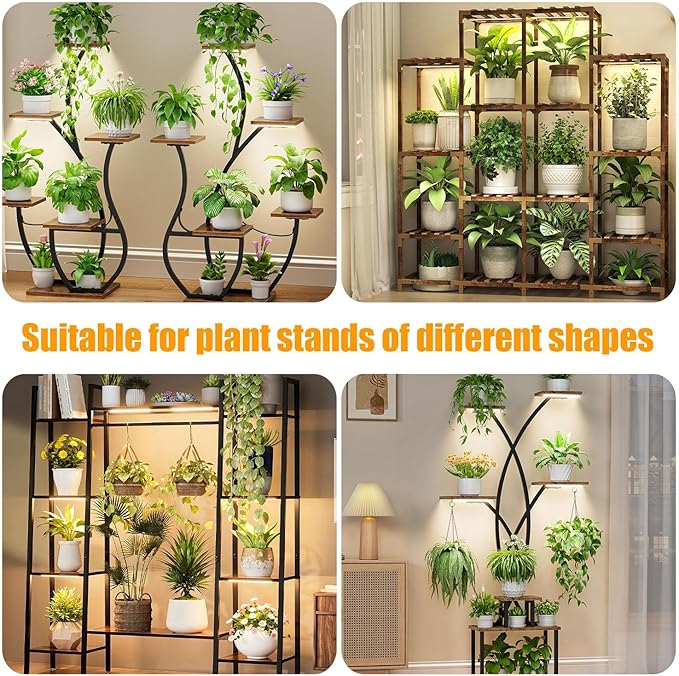 8.6 Inches LED Plant Growing Light Strips, Full Spectrum 3000K Grow Light for Indoor Plants with 3/9/12H Timer, 10 Dimmable Levels for Seedling Succulent and Plant Shelf (4 Head×2pcs)