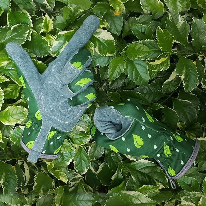 SKYDEER Premium Genuine Deerskin Suede Women's Gardening Gloves, Ultra-Soft Padded, Comfort Fit for Work (SD6615/L)