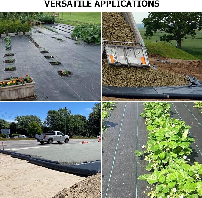 Driveway Fabric 2.5x500 ft - Commercial Weed Barrier, Heavy Duty 4OZ Landscape Fabric for Road, French Drain, Erosion Control, and Construction Projects