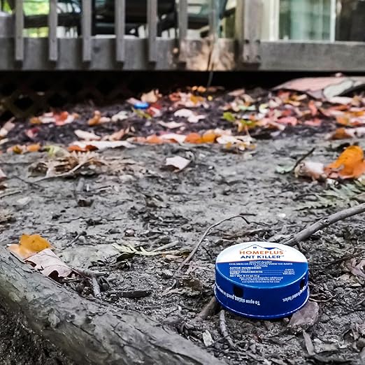 Homeplus Ant Bait Traps, Outdoor & Indoor Ant Killer, 4 Metal Stations with 4 Food-Based Attractants, Child-Resistant Design, Formulated with Abamectin B1, Ready-to-Use Bait Station