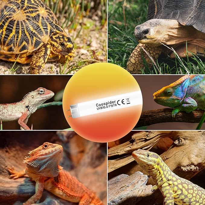 Hypool 2-Pack UVB Reptile Light 10.0 Bulb 15W 18inch T8 Fluorescent Desert Lamp UVA for Bearded Dragon Tortoise Reptile & Amphibian (15W 18inch 10.0 Bulb G13)