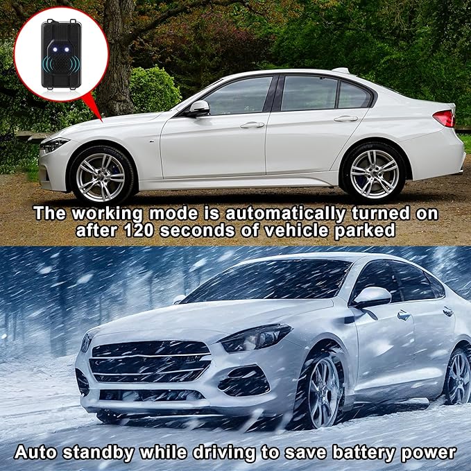 Qualirey 2 Pcs Under Hood Rodent Car Repeller Battery Operated Ultra Sonic Rat Rodent Electronic Repellent with Strobe Light Pest Car Prevention Keep Animal Mice Out of Engines Garage