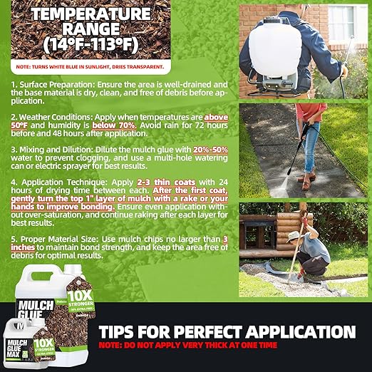 Mulch Glue 2 Gallon, Ultra-Stick Rock Glue for Landscaping, Gravel Binder Non-Toxic Rubber Mulch Lock Adhesive, Heavy Rain & Windproof for Gardens, Pea Gravel Stabilizer, Lasts up to 2 Year