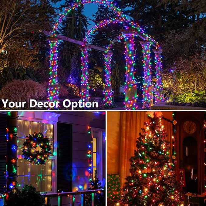 Joomer Solar Christmas Lights Outdoor, 105FT 300 LED 8 Modes Solar String Lights Waterproof Fairy Tree Lights for Garden Yard Patio Christmas Decoration (Multicolor)