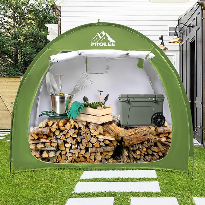 Prolee Bike Shed 6.6FT Waterproof 210D Oxford Fabric, Bike Storage with Window Design for Outdoor Storage, Bike Storage Tent for 2-3 Bikes, Outdoor Storage Waterproof