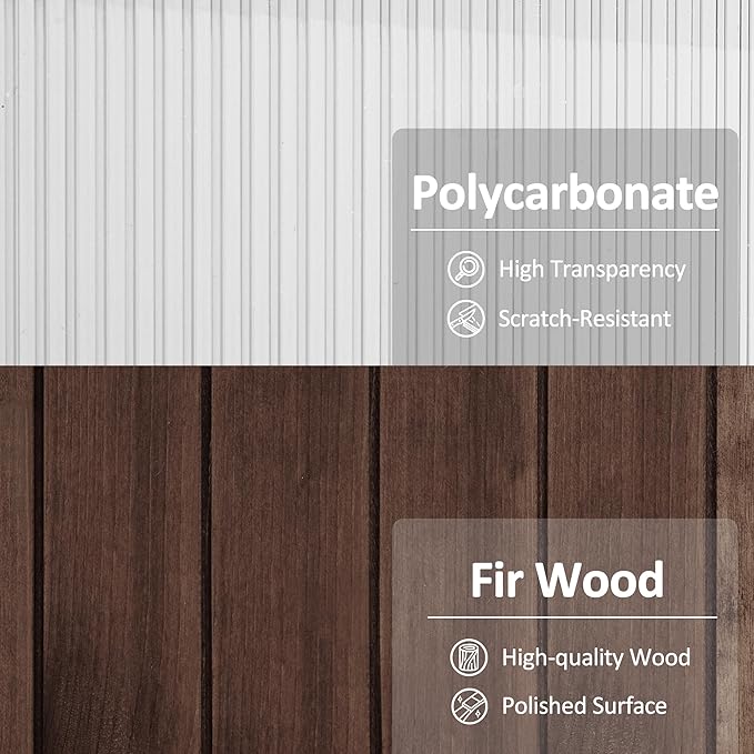 Macrout Cold Frame Greenhouse, Large Wooden Greenhouse Cabinet, Garden Cold Frame with Adjustable Shelves for Outdoor Indoor Use, 1344 (Brown)