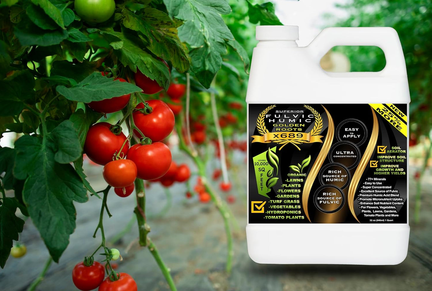 Humic Acid Liquid Aeration Lawn - Humic Acid & Fulvic Acid Liquid Concentrate - 10,000 sq ft - Organic Plant Food Enhancer for Lawn, Plants, Turf Grass & Garden Soil Treatment Conditioner & Aerator