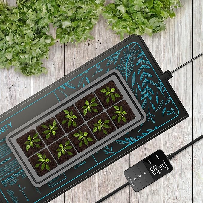AC Infinity SUNCORE H3, Seedling Mat 10” x 20.75” with Digital Thermostat Controller for Exact Temperature Levels, Waterproof Heating Pad for Indoor Gardening, Hydroponics, Germination, Cloning