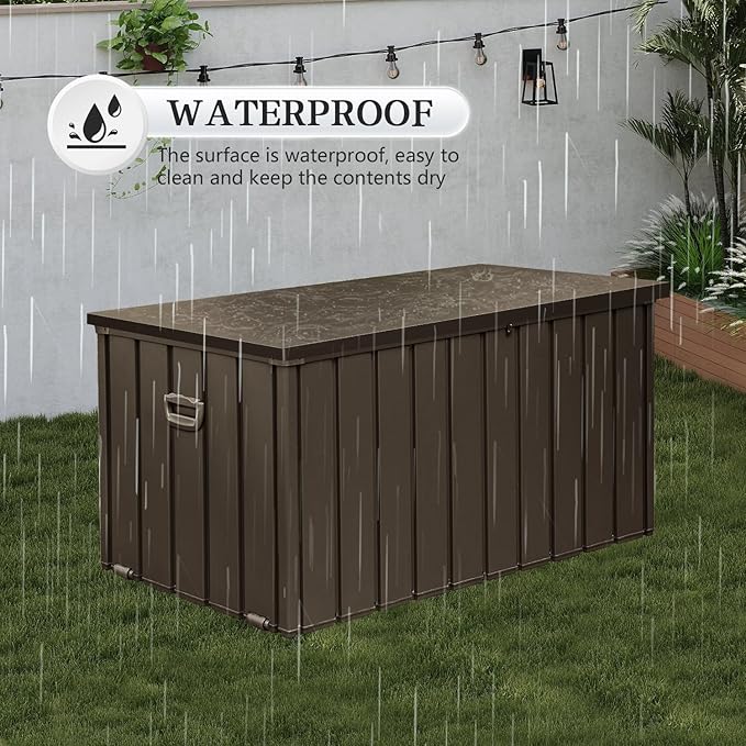 Domi 200-Gallon Outdoor Storage Box – Waterproof, Lockable Storage Cabinet for Patio Furniture, Garden Tools & Pool Supplies – Large Metal Storage for Cushions