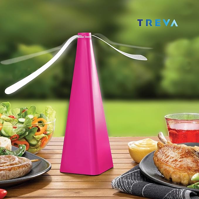 Treva Bug Fan Fly Deterrent with Holographic Blades to Clear Bugs, Mosquitoes, and Flies, Battery Powered Fly Fan