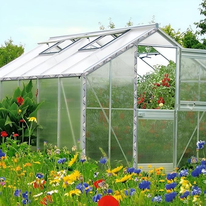 10 Set 6.6 Ft Greenhouse Lock Channel and Spring Wire,Aluminum Alloy Lock Channel and PVC Coated Spring Wires for Fixing Greenhouse Plastic Cover