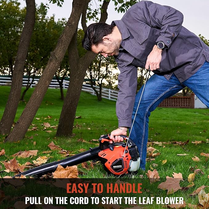 25CC Gas Leaf Blower 420-CFM, 150-MPH, 2 Cycle Handheld Leaf Blower for Lawn Care, Leaf Cleaning and Snow Removal (Orange)