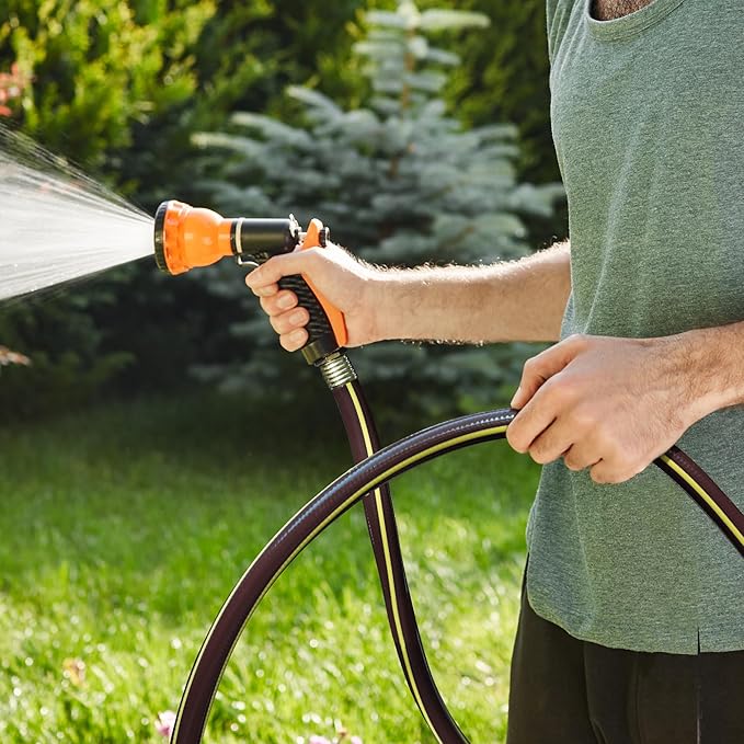 Solution4Patio Lead-in Garden Hose 3/4 in. x 25 ft. -Heavy Duty Durable Flexible Lightweight Water Pipe -Brass Aluminum Ends for Household & Commercial Use -Kink Free, No Leaking, Male/Female Fittings