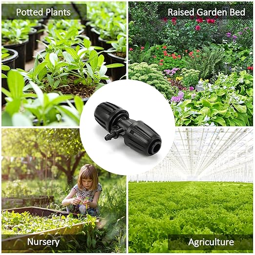 12 Pcs Barbed Tee 1/2 Inch To 1/4 Inch Irrigation Tubing Fittings, 1/2 Inch(1/2" ID x 0.65" OD) To 1/4 Inch Irrigation Adapter 16mm Hose Locked T Reducer To 1/4" Water Line Connection