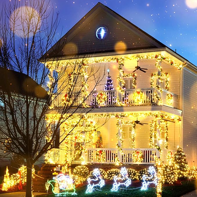 suddus 200 Led Connectable Christmas Lights Outdoor Waterproof, 66ft Fairy Lights Plug in with Remote, Warm White Christmas Tree Light Indoor for Xmas Holiday, Party, Porch, Patio, Garden Decor