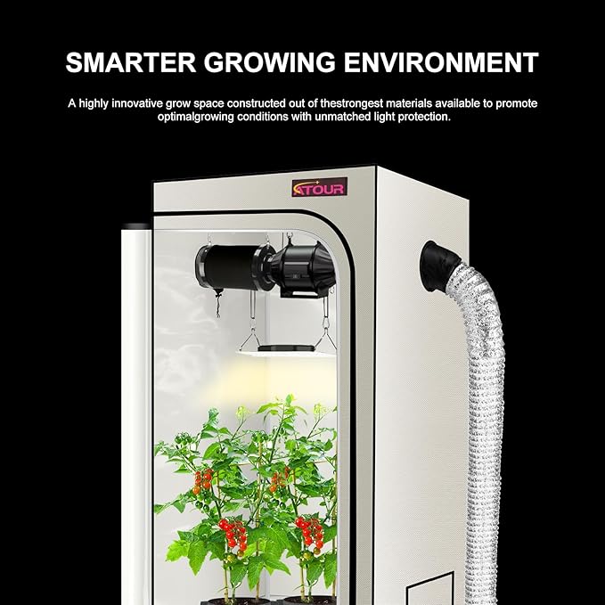 ATOUR 1.5'x1.5' LED Grow Light Specil Tent, 18"x18"x48" High Reflective PE Film Grow Tent, 1680D High Strength Canvas Plant Tent with Observation Window & Floor Tray for Hydroponics Indoor Plant