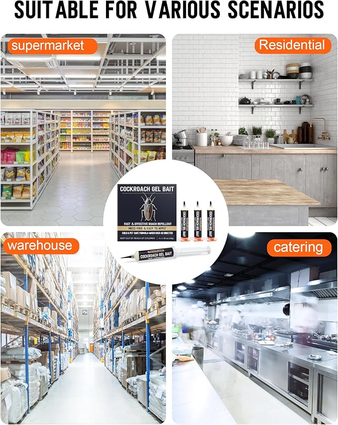 Cockroach Gel Bait Pen - Cockroach Repellent Indoor Roach Attractant with Plant-Based Formula and Essential Oils, Non-Toxic & Family Safe