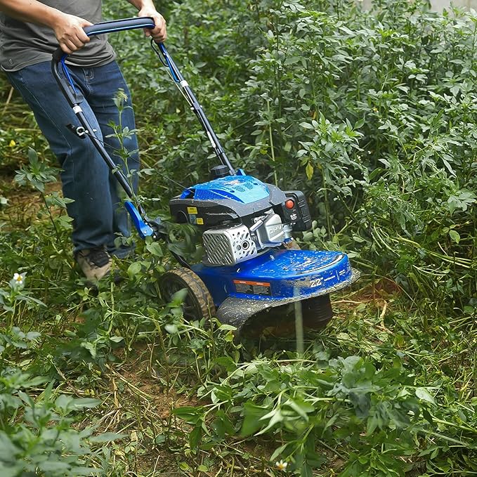 BILT HARD Self-Propelled Walk Behind String Trimmer, 8-Position Cutting Height, 170cc 4-Cycle Gas Brush Hog Mower, 22'' Cutting Diameter, 10'' Flat Free Wheels, Brush Cutter for Lawn, Yard