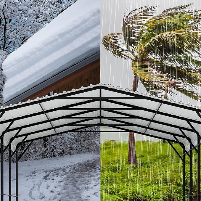 Nuturelly 20x20 FT Metal Carport, Heavy Duty Carport Canopy with Enhanced Base, Outdoor Car Shelter with Galvanized Steel Roof and Frame Garage for Truck, SUV, Boat(Black)