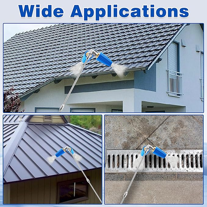 Pressure Washer Gutter Attachment, Dual Turbo Nozzle Pressure Washer with 1/4" Quick Connector, 2.0 Orifice Gutter Cleaner for Power Washer, 4-6 GPM, 4000 PSI