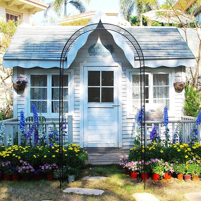 Garden Arch, 94.5" High x 47.2" Wide, Garden Arbor for Various Climbing Plant, Iron Archway Decorative for Outdoor Garden Lawn Backyard Decor Black