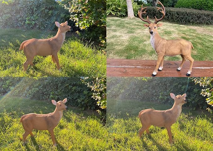 XTAPAN Resin Standing Deer Statue Couple Deer Sculpture Animals Deer Figurine Home Office Restaurant Decoration Garden Art Yard Ornament Lawn Outdoor Patio Decor Christmas 21# Standing Couple Deer