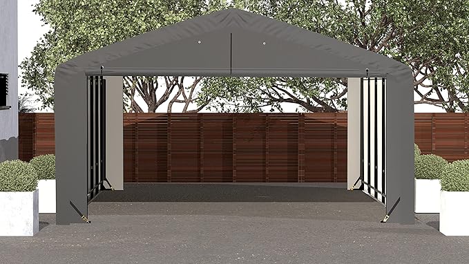 ShelterLogic ShelterTube Garage & Storage Shelter, 20' x 27' x 10' Heavy-Duty Steel Frame Wind and Snow-Load Rated Enclosure, Gray