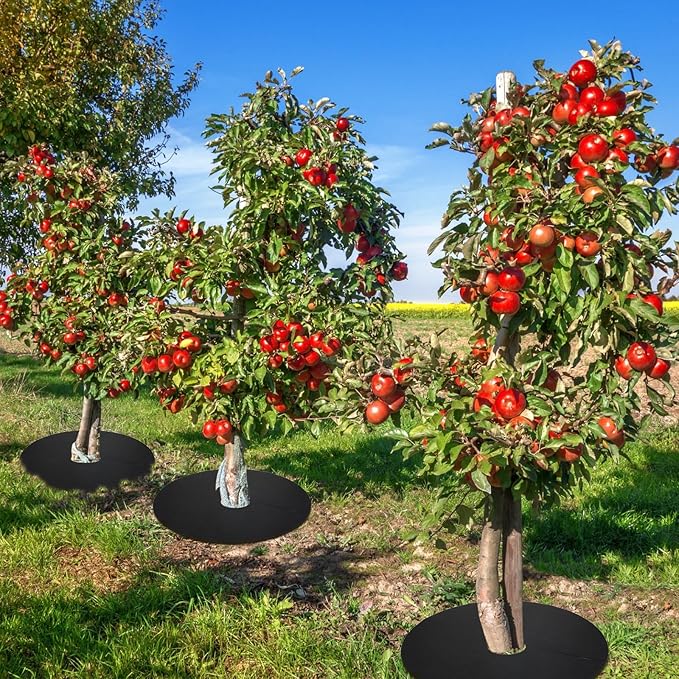 Macarrie 30 Pieces Weed Barrier Mats Non Woven Tree Mulch Ring Thickened Tree Protectors Mat Black Mulch Reusable Tree Rings Landscaping Plant Cover Round Anti Grass Gardening Fabric Cover (32.2 Inch)