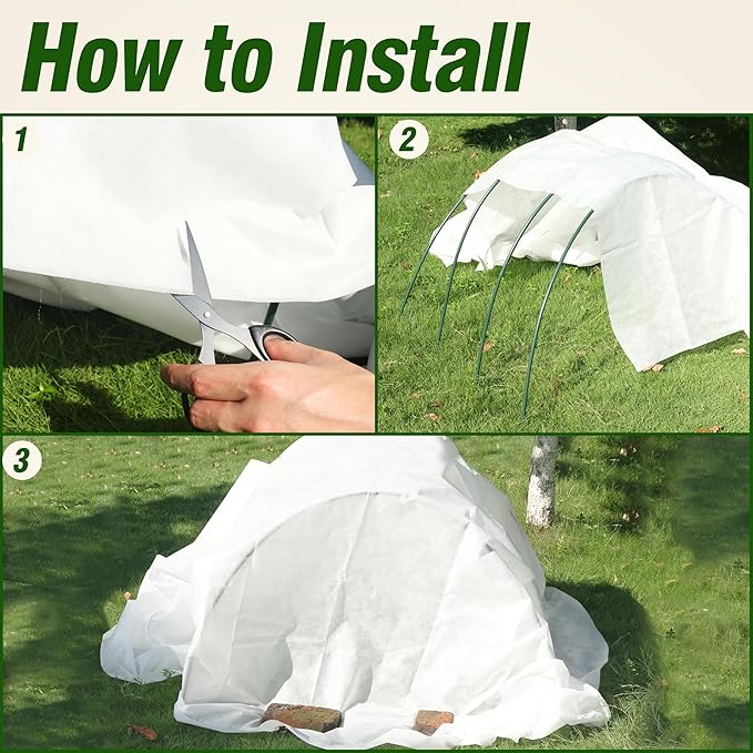 Gardzen 1.5 oz Plant Covers Freeze Protection, Reusable 10ft x 30ft Floating Row Covers, Thicker Frost Blankets for Outdoor Plants, Pests Protection, White