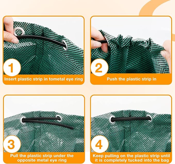 Sickle Garden Tool Set, Long Handle Weeding Sickle with Serrated Double-Edged Blade, Grass Sickle Stand Up Weeding Tool with 2 Pack Leaf Scoops, 16 Gallon Lawn Bag with Gardening Gloves for Yard