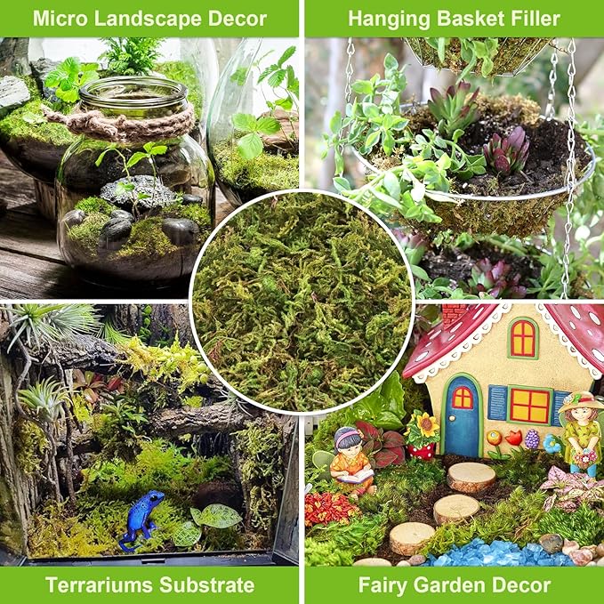 Legigo 1.3LBS Premium Forest Moss for Plants, 25 QT Natural Green Sphagnum Moss for Potted Plants, Dried Orchid Moss Potting Mix, Soft Real Moss Decorative for Houseplants Orchids Succulents Reptiles