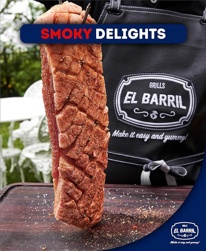 EL BARRIL 60lbs Premium Vertical Grill, Stainless Steel Barrel Charcoal Smoker, Extra Large Outdoor Smoker with Even Heat Distribution