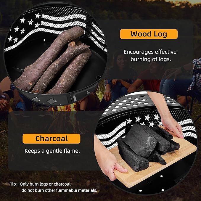 PrimeZone 42" Outdoor Fire Pit with 2 Grills - Wood Burning Firepit for Outside with Cover & Poker, Heavy Duty Metal Fire Pit Large Round Fireplace for Patio, Backyard, Picnic, Camping, Bonfire