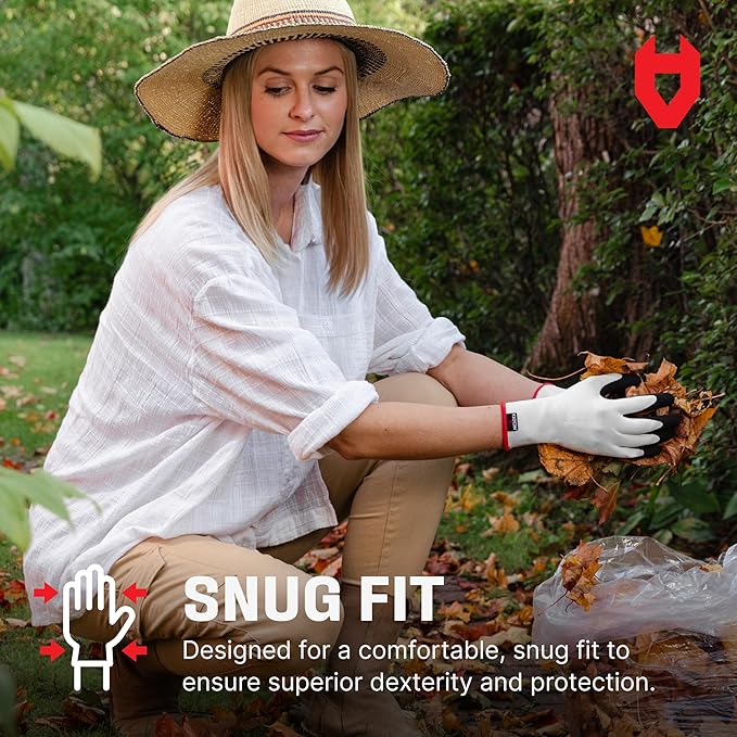 NoCry Gardening Gloves for Women with Strong Grip and Touchscreen Tips - Ultra-Breathable, Lightweight Snug Fit - Durable Abrasion-Resistant, Water-Repellent Rubber Coated Palm - Ideal for Yard Work