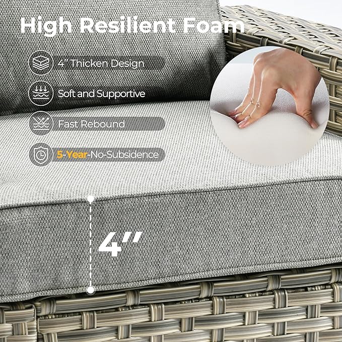 HOOOWOOO Outdoor Sectional Patio Furniture Set,9 Pieces Wicker Conversation Sets L Shaped Couch,Extra Deep Out Door Sofa Outside Furniture with Swivel Rocking Chairs,Charcoal Gray