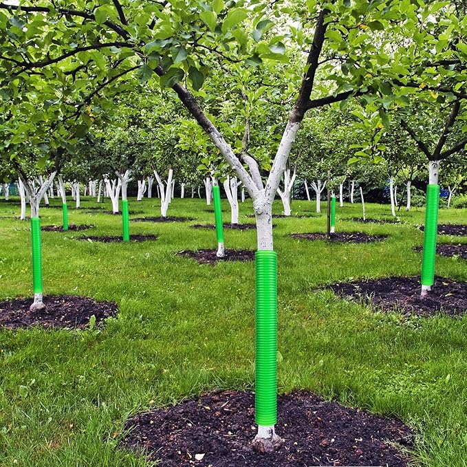 20 Pcs Corrugated Tree Guards Tubes Plastic Saplings Tree Trunk Protectors Wraps to Protect Bark from Deer, Sapling from Rodents, Mowers, Animals(15.7 x 2, 15.7 x 1.5,Army Green)