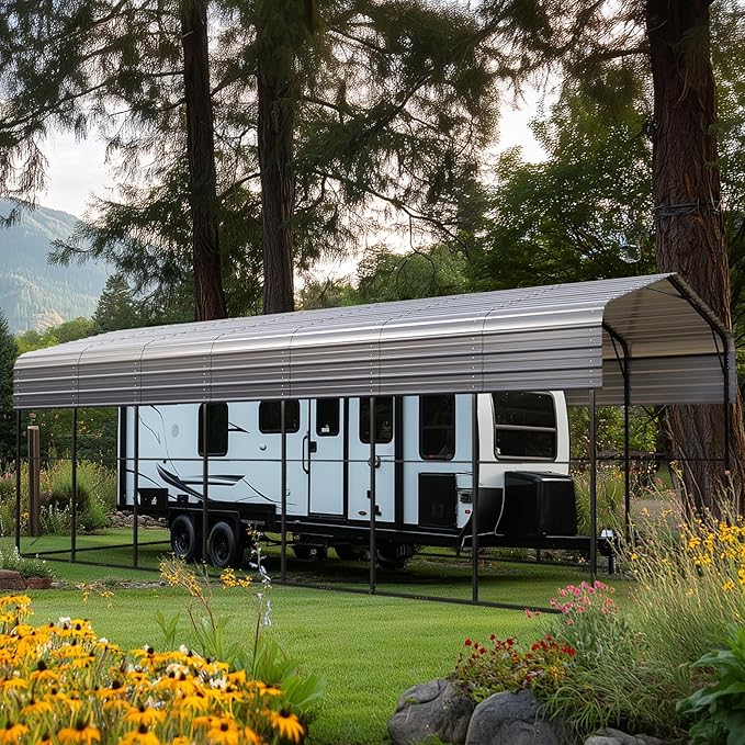 PHI VILLA 35 x 14 ft Heavy Duty Metal Carport with Galvanized Steel Roof for RVs, Cars, Boats, and Tractors