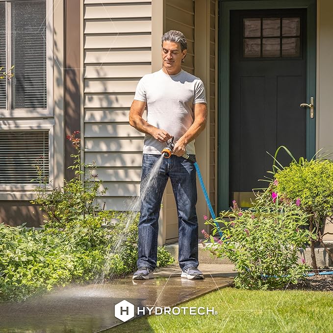 HydroTech 25 ft Expandable Garden Hose - Pro Series, 2x Max Flow, 3/4" No-Kink Flexibility, Lightweight Hose for Lawn, Garden, Car Washing, Deck and Patio Cleaning