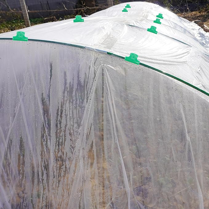 Garden Hoops for Raised Beds 60Pcs Greenhouse Hoops 10 Sets of 8.5FT Long Greenhouse Hoops Grow Tunnel Fiberglass Support Hoops Frame with 40Pcs Clips, Plant DIY Support Hoops for Outdoor Plant