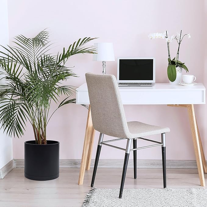 D'vine Dev 8 Inch 10 Inch 12 Inch, Set of 3 Plastic Planter Pots for Plants with Drainage Hole and Seamless Saucers, Black Color, X-Large, 74-V-B-5