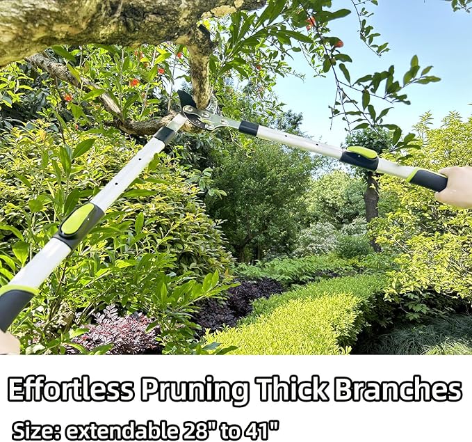 Loppers for Tree Trimming Heavy Duty Branch Cutter with Compound Action, Effortless Tree Pruner Extendable 28-41" Loppers for Gardening, Long Handle Pruning Shears with 2" Clean Cut Capacity