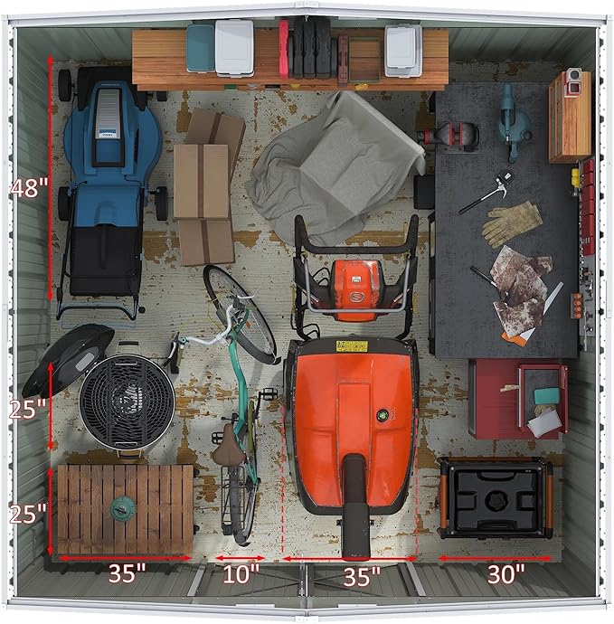 Greesum 10×10FT Outdoor Storage Shed, Metal Patio Storaged Sheds with Lockable Doors, Sheds & Outdoor Storage for Bike, Backyard, Pool and Garden, Gray