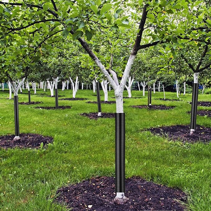 20 Pcs Corrugated Tree Guards Saplings Tree Trunk Protectors from Deer Tree Tubes Guard Tube Wraps to Protect Bark, Sapling from Rodents, Mowers, Animals (15.7 x 2, 15.7 x 1.5,Black)