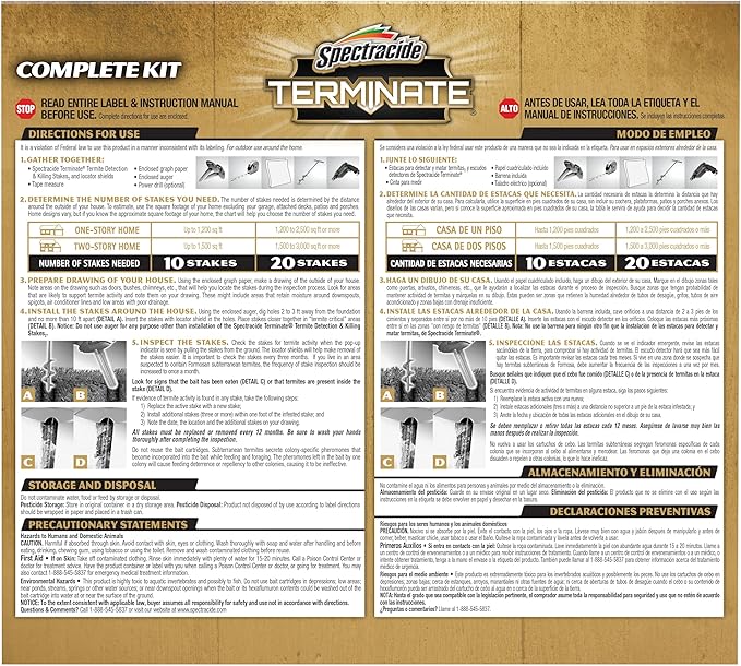 Spectracide Terminate Termite Detection & Killing Stakes, Kills Foraging Termites, Detects Termite Activity, 15 Count