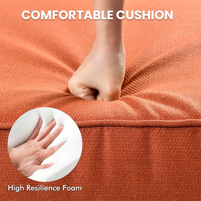 Outdoor Sectional Patio Furniture Set with Swivel Rocking Chairs and Glowing Table,8 Pieces Wicker Conversation Sets L Shaped Couch Out Door Sofa Outside Furniture for Garden Deck Yard Porch,Red