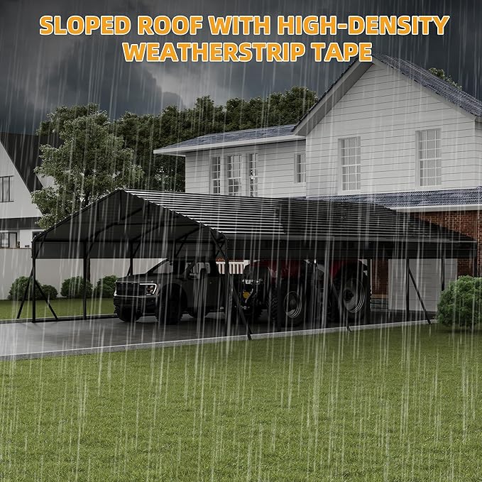 20' x 30' x 8.5' Heavy Duty Metal Carport with Galvanized Steel Roof, Steel Carport Kits Outdoor with Metal Roof, Galvanized Car Shelter for Tractors, Pickup, Boat, Car