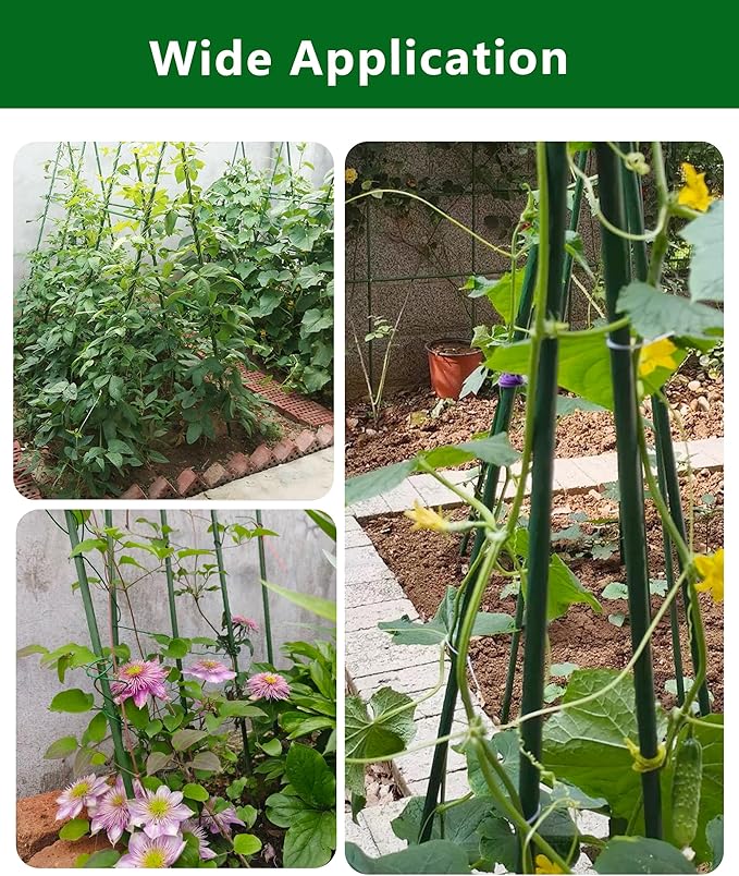 3ft Garden Stakes, Plastic Coated Steel Plant Stakes for Climbing Plants 25pcs