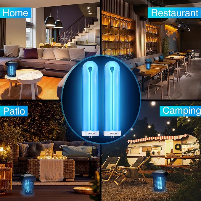 BF190 Replacement Bulb Compatible with Flowtron BK-40D Bug Zapper, 10 Inch FUL32T8/BL U Type Replacement Light Bulb for 32W Outdoor Electronic Insect Mosquito Killer(2 Pack)